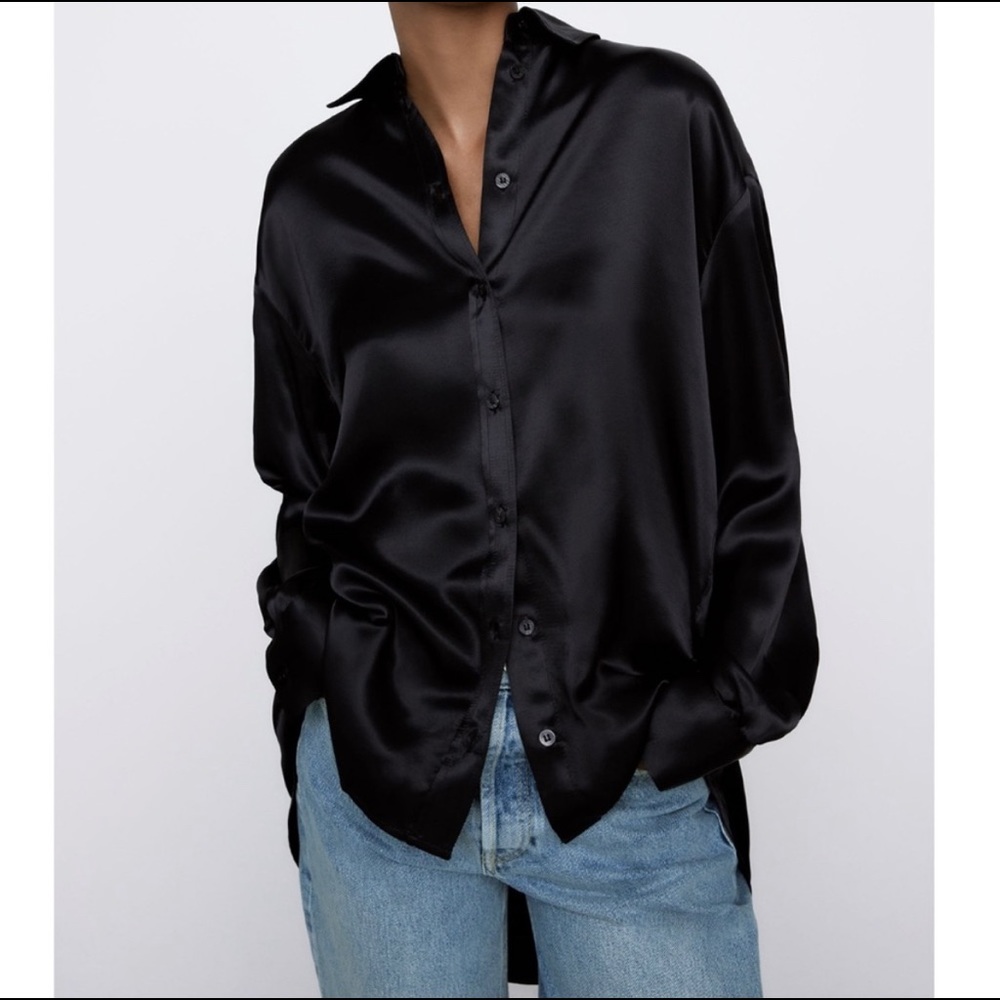 Zara black silk shirt